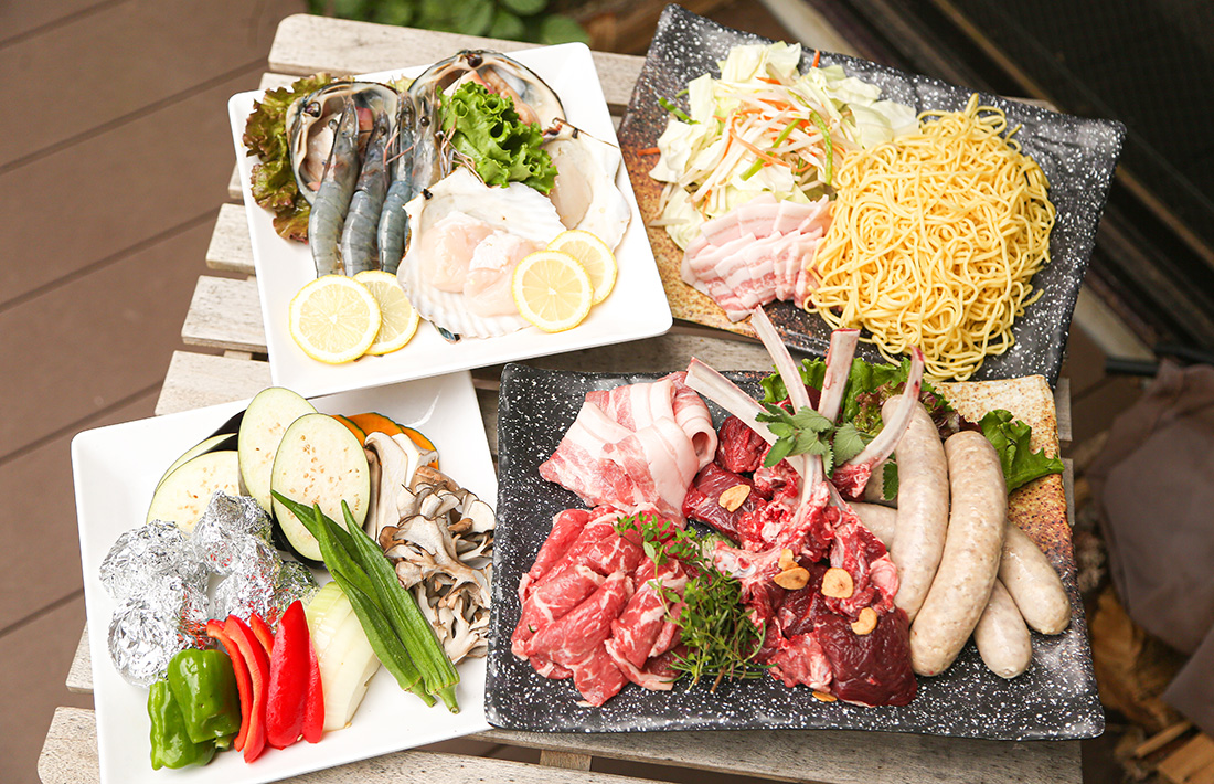 テントでキャンプ食材付B(お肉&海鮮セット)