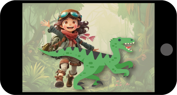 恐竜が一緒に写る携帯画面