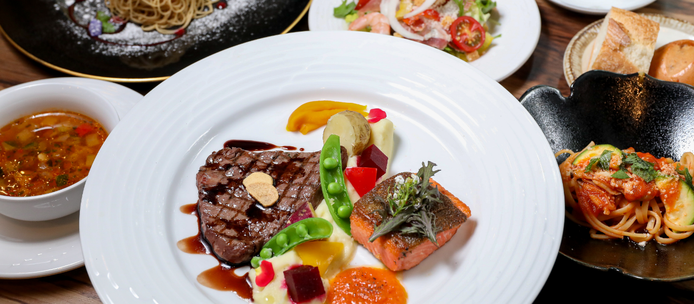 和牛ステーキと獲れたて鮮魚盛り合わせコースイメージ