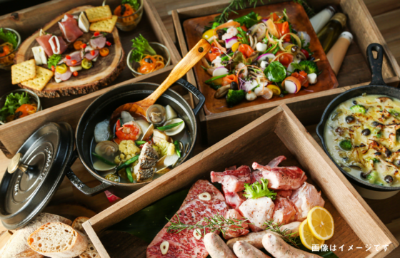 【グランピング・シルバー2食】アクアパッツァ・荒鳥ポーク・黒毛和牛★オールインクルーシブ★の写真